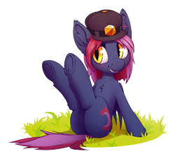 Size: 1280x1158 | Tagged: safe, artist:senaelik, derpibooru import, oc, oc only, oc:moonflower, bat pony, pony, bat pony oc, simple background, solo, transparent background