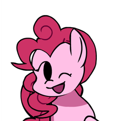 Size: 400x400 | Tagged: safe, artist:rainbrony, ponerpics import, pinkie pie, earth pony, pony, female, friday night funkin', looking sideways, one eye closed, open mouth, simple background, smiling, solo, transparent background, wink