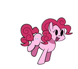 Size: 879x777 | Tagged: safe, artist:rainbrony, ponerpics import, pinkie pie, earth pony, pony, bipedal, female, friday night funkin', looking sideways, open mouth, rearing, simple background, smiling, solo, transparent background