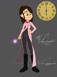 Size: 1280x1712 | Tagged: safe, artist:earth_pony_colds, artist:vanossfan10, derpibooru import, oc, oc:the silversmith, equestria girls, crossover, cutie mark, doctor who, female, frankie stein, grandfather clock, monster high, sonic screwdriver, time lady, timelord