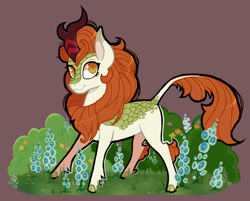 Size: 1000x805 | Tagged: safe, artist:ximsketchs, derpibooru import, autumn blaze, kirin, flower, foal's breath, smiling, solo