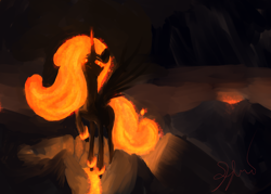 Size: 3500x2500 | Tagged: safe, artist:sylphsylvia, oc, oc only, alicorn, pony, alicorn oc, lava, macro, solo, volcano