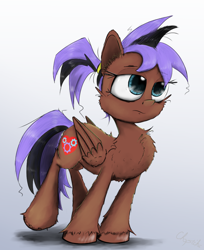 Size: 1500x1842 | Tagged: safe, artist:chopsticks, derpibooru import, oc, oc only, pegasus, pony, cheek fluff, chest fluff, commission, ear fluff, ears, eyebrows, eyebrows visible through hair, female, ponytail, simple background, solo, tired, unshorn fetlocks