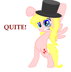 Size: 718x734 | Tagged: safe, alternate version, artist:zombietator, derpibooru import, oc, oc only, oc:claire, pegasus, pony, base used, bipedal, eyelashes, female, hat, mare, monocle, pegasus oc, top hat, wings