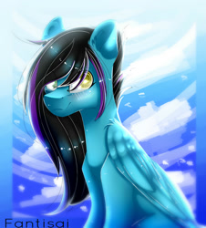 Size: 1810x2000 | Tagged: safe, artist:fantisai, derpibooru import, oc, oc only, pegasus, pony, female, mare, pegasus oc, smiling, solo, wings