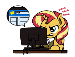 Size: 1800x1350 | Tagged: safe, artist:flutterluv, derpibooru import, sunset shimmer, pony, unicorn, best buy, computer, playstation 5, simple background, solo, transparent background