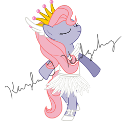 Size: 1024x972 | Tagged: safe, artist:kaylathehedgehog, derpibooru import, clover (g1), earth pony, pony, g1, my little pony tales, ballerina, clothes, crown, dress, female, g1 to g4, generation leap, jewelry, mare, obtrusive text, odette, regalia, solo, swan lake, vector