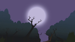 Size: 1280x720 | Tagged: safe, derpibooru import, screencap, friendship is magic, background, everfree forest, moon, night, no pony, scenic ponyville, sky, tree, tree branch