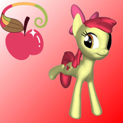 Size: 720x720 | Tagged: safe, artist:cleankarma, derpibooru import, apple bloom, earth pony, pony, alternate cutie mark, female, filly, older, solo