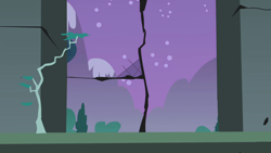 Size: 1280x720 | Tagged: safe, derpibooru import, screencap, friendship is magic, background, castle of the royal pony sisters, mountain, night, no pony, scenic ponyville, stars, tree, window