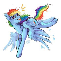 Size: 2048x2048 | Tagged: safe, artist:karamboll, derpibooru import, rainbow dash, pegasus, pony, colored sketch, female, jumping, looking at you, mare, running, smug, solo, spread wings, tongue, tongue out, wings