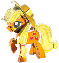 Size: 1120x1200 | Tagged: safe, derpibooru import, applejack, earth pony, applejack's hat, clothes, cowboy hat, hat, merchandise, metal, metal applejack, simple background, transparent background