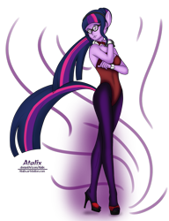 Size: 985x1280 | Tagged: safe, artist:atalix, derpibooru import, sci-twi, twilight sparkle, equestria girls, legs, one piece, outfit, solo