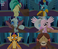 Size: 3837x3240 | Tagged: safe, artist:ponygamer2020, artist:ponygamersfm, derpibooru import, gallus, ocellus, sandbar, silverstream, smolder, yona, changedling, changeling, classical hippogriff, dragon, earth pony, griffon, hippogriff, human, pony, yak, 3d, :3, :o, content, cute, daaaaaaaaaaaw, diaocelles, diastreamies, disembodied hand, eyes closed, female, gallabetes, hand, happy, holding, human on changeling petting, human on changeling snuggling, human on dragon petting, human on dragon snuggling, human on griffon petting, human on griffon snuggling, human on hippogriff petting, human on pony petting, human on yak petting, looking at you, male, offscreen character, offscreen human, open mouth, petting, pov, sandabetes, smiling, smiling at you, smolderbetes, snuggling, source filmmaker, squishy cheeks, student six, wall of tags, wings, yonadorable