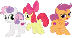 Size: 3830x2037 | Tagged: safe, alternate version, artist:gmaplay, derpibooru import, apple bloom, scootaloo, sweetie belle, earth pony, pegasus, pony, unicorn, booty mark crusaders, butt, cutie mark crusaders, plot, solo