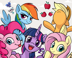 Size: 2730x2200 | Tagged: safe, artist:ponykillerx, applejack, fluttershy, pinkie pie, rainbow dash, rarity, twilight sparkle, alicorn, earth pony, pegasus, pony, unicorn, /mlp/, banned from derpibooru, confident, drawthread, female, lidded eyes, looking at you, mane six, mare, redraw, royal sisters, tongue, tongue out