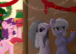Size: 7000x5000 | Tagged: safe, artist:colorbrush, big macintosh, limestone pie, marble pie, sugar belle, earth pony, pony, unicorn, best gift ever, 3:, absurd resolution, belly button, boop, cheek fluff, chest fluff, christmas, christmas tree, crying, ear fluff, ears, eyes closed, female, fluffy, frown, heart, heartbroken marble, holiday, hoof hold, leg fluff, lidded eyes, looking at something, male, mare, messy mane, neck fluff, noseboop, nuzzling, open mouth, raised hoof, raised leg, sad, shipping, shipping denied, shivering, side chick, smiling, stallion, straight, sugarmac, tree, wide eyes