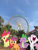 Size: 774x1032 | Tagged: safe, edit, editor:undeadponysoldier, photographer:undeadponysoldier, apple bloom, scootaloo, spike, sweetie belle, dragon, earth pony, pegasus, pony, unicorn, :d, adorabloom, amusement park, bow, broadway at the beach, carnival ride, cute, cutealoo, cutie mark crusaders, diasweetes, dragons in real life, excited, female, ferris wheel, filly, group photo, hair bow, happy, irl, jumping, male, mouth wide open, myrtle beach, open mouth, palm tree, photo, ponies in real life, spikabetes, they grow up so fast, tree, vacation