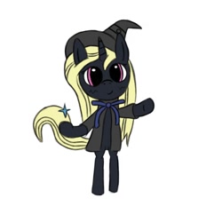 Size: 1000x1000 | Tagged: safe, artist:symphonydawn3, derpibooru import, oc, oc only, oc:rationale darkness, unicorn, bipedal, female, horn, mare, simple background, solo, standing, unicorn oc, white background, witch