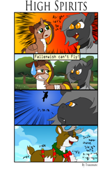 Size: 3910x6071 | Tagged: safe, artist:tranzmuteproductions, derpibooru import, oc, oc:tyandaga, alicorn, bat pony, pony, alicorn oc, bat pony oc, female, horn, male, mare, outdoors, stallion, sweat, sweatdrop, wings