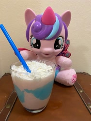 Size: 3024x4032 | Tagged: safe, derpibooru import, photographer:bucephs, princess flurry heart, cute, flurrybetes, irl, milkshake, photo, toy, unicorn milkshake