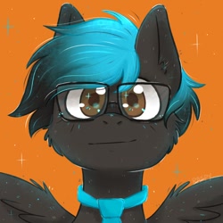 Size: 700x700 | Tagged: safe, artist:raspy, derpibooru import, oc, oc:mysterious star, pegasus, pony, bust, glasses, headshot commission, necktie, portrait, solo