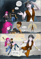 Size: 3541x5016 | Tagged: safe, artist:symptom99, pinkie pie, oc, oc:copper plume, equestria girls, believe copper plume, canon x oc, clothes, comic, commission, commissioner:imperfectxiii, copperpie, dialogue, female, glasses, happy, male, shipping, straight, wings