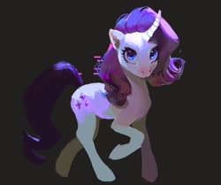 Size: 1643x1372 | Tagged: safe, artist:lady_tenebra, derpibooru import, rarity, pony, unicorn, curved horn, horn, solo