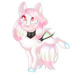 Size: 2000x2000 | Tagged: safe, artist:fantisai, derpibooru import, oc, oc only, bat pony, pony, bat pony oc, chest fluff, choker, colored hooves, ear fluff, ears, ethereal mane, female, mare, simple background, smiling, solo, starry mane, transparent background