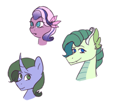 Size: 1800x1500 | Tagged: safe, artist:marimey, derpibooru import, oc, oc only, oc:emerald fire, oc:flames love, oc:glow, dracony, hybrid, female, interspecies offspring, male, offspring, parent:rarity, parent:spike, parents:sparity, siblings, simple background, white background