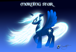 Size: 2112x1444 | Tagged: safe, artist:smilodonkahn, derpibooru import, oc, oc:morning star, alicorn, pony, alicorn oc, female, horn, oc oc only, solo, wings