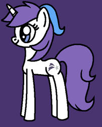 Size: 371x459 | Tagged: safe, artist:rainbowbro58, derpibooru import, glory, pony, unicorn, g1, g4, cute, female, g1 to g4, generation leap, glorybetes, horn, mare, ms paint, purple background, purple tail, simple background, smiling, solo, standing, tail