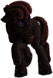 Size: 537x781 | Tagged: safe, artist:anonymous, oc, oc only, pony, basket, mouth hold, purple eyes, raised hoof, raised leg, simple background, snow, snowpony (species), solo, taiga pony, transparent background