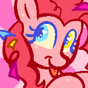 Size: 180x180 | Tagged: safe, artist:melonmilk, derpibooru import, pinkie pie, earth pony, pony, doodle, pixel art, pixelated, profile picture, solo