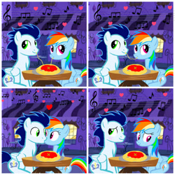 Size: 1280x1280 | Tagged: safe, artist:mlplary6, derpibooru import, rainbow dash, soarin', female, lady and the tramp, male, shipping, soarindash, straight