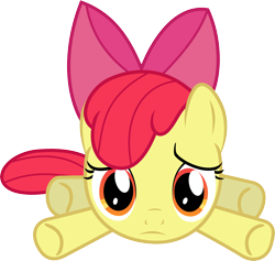 Size: 9978x9455 | Tagged: safe, artist:racefox, derpibooru import, apple bloom, earth pony, pony, female, filly, looking at you, sad, simple background, solo, transparent background, vector