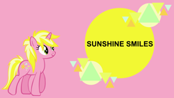 Size: 4400x2475 | Tagged: safe, artist:thebosscamacho, derpibooru import, edit, editor:quoterific, sunshine smiles, pony, unicorn, board, female, high res, mare, simple background, solo, text, wallpaper