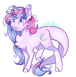 Size: 2437x2460 | Tagged: safe, artist:fantisai, derpibooru import, oc, oc only, pony, unicorn, chest fluff, ear fluff, ears, eye clipping through hair, female, hoof polish, horn, mare, signature, simple background, smiling, solo, transparent background, unicorn oc