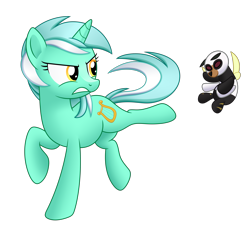 Size: 4104x3800 | Tagged: safe, artist:mirrorcrescent, derpibooru import, lyra heartstrings, bugbear, pony, unicorn, female, kicking, plushie, simple background, solo, transparent background