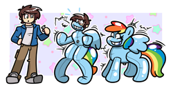 Size: 3899x2094 | Tagged: safe, artist:tranzmuteproductions, derpibooru import, rainbow dash, human, inflatable pony, pegasus, pony, :o, air nozzle, commission, emanata, female, forced smile, grin, high res, human male, inanimate tf, inflatable, male, male to female, mare, muffled words, onomatopoeia, open mouth, out of frame, outline, pool toy, rubber, rule 63, shiny, shrunken pupils, smiling, solo, squeak, starry background, sweat, sweatdrops, terrified, transformation, transformation sequence, transgender transformation, wiggling