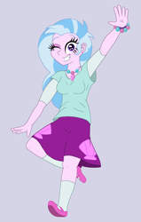 Size: 1400x2200 | Tagged: safe, artist:someguy458, derpibooru import, silverstream, equestria girls, bracelet, equestria girls-ified, grin, jewelry, necklace, one eye closed, pearl necklace, seashell, smiling, waving, wink