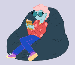 Size: 1600x1400 | Tagged: safe, artist:someguy458, derpibooru import, ocellus, equestria girls, beanbag chair, book, equestria girls-ified, glasses, reading, sitting