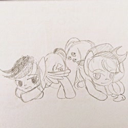 Size: 640x640 | Tagged: safe, artist:snowzaaah, derpibooru import, applejack, rainbow dash, earth pony, pegasus, pony, appledash, appledashdailydoodles, doodle, face down ass up, female, jacko challenge, lesbian, meme, monochrome, pencil drawing, shipping, sketch, traditional art