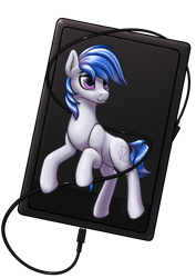 Size: 2894x4093 | Tagged: safe, artist:koshakevich, derpibooru import, oc, oc only, oc:adagiostring, earth pony, male, simple background, solo, stallion, tablet, transparent background