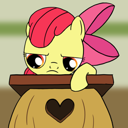 Size: 2224x2224 | Tagged: safe, artist:fluttershy_z, derpibooru import, apple bloom, earth pony, female, filly, grumpy, school desk, solo