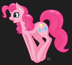 Size: 1004x910 | Tagged: safe, artist:amazing-artsong, derpibooru import, pinkie pie, earth pony, pony, black background, ear fluff, ears, female, mare, open mouth, open smile, pixel art, pronking, simple background, smiling, solo