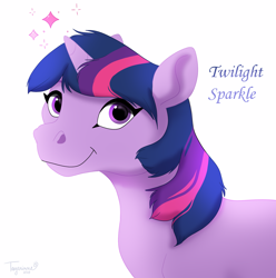 Size: 1700x1717 | Tagged: safe, artist:tayarinne, derpibooru import, twilight sparkle, unicorn twilight, pony, unicorn, female, simple background, solo, white background