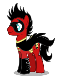 Size: 595x748 | Tagged: safe, artist:casey-the-unicorn, artist:lynnthenerdkitty, derpibooru import, earth pony, pony, base used, commission, crossover, dcuniverse, robin, simple background, solo, tim drake, transparent background