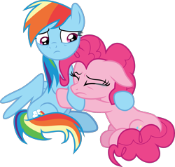 Size: 1915x1821 | Tagged: safe, artist:lincolnbrewsterfan, derpibooru exclusive, derpibooru import, pinkie pie, rainbow dash, earth pony, pegasus, the beginning of the end, .svg available, comforting, consoling, crying, cute, duo, duo female, ears, eyes closed, female, floppy ears, folded wings, holding hooves, holding onto someone, hoof on shoulder, hug, inkscape, looking down, loyalty, sad, sadorable, simple background, svg, tail, tail wrap, tears of pain, tears of sadness, transparent background, true friends, vector, wings, wrinkles
