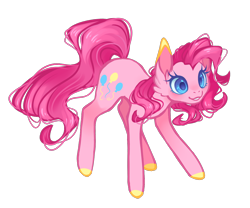 Size: 1200x1000 | Tagged: safe, artist:noctylumi, derpibooru import, pinkie pie, earth pony, pony, colored ears, colored hooves, colored pupils, cute, diapinkes, ear fluff, ears, female, mare, simple background, smiling, solo, transparent background